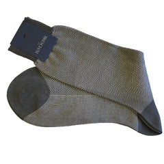Giulio Herringbone Egyptian Cotton Mid Calf Socks - Men's