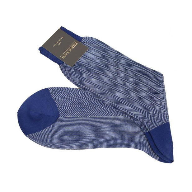 Giulio Herringbone Egyptian Cotton Mid Calf Socks - Men's