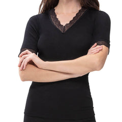 Silk Touch Wool Short Sleeve Top - Women's