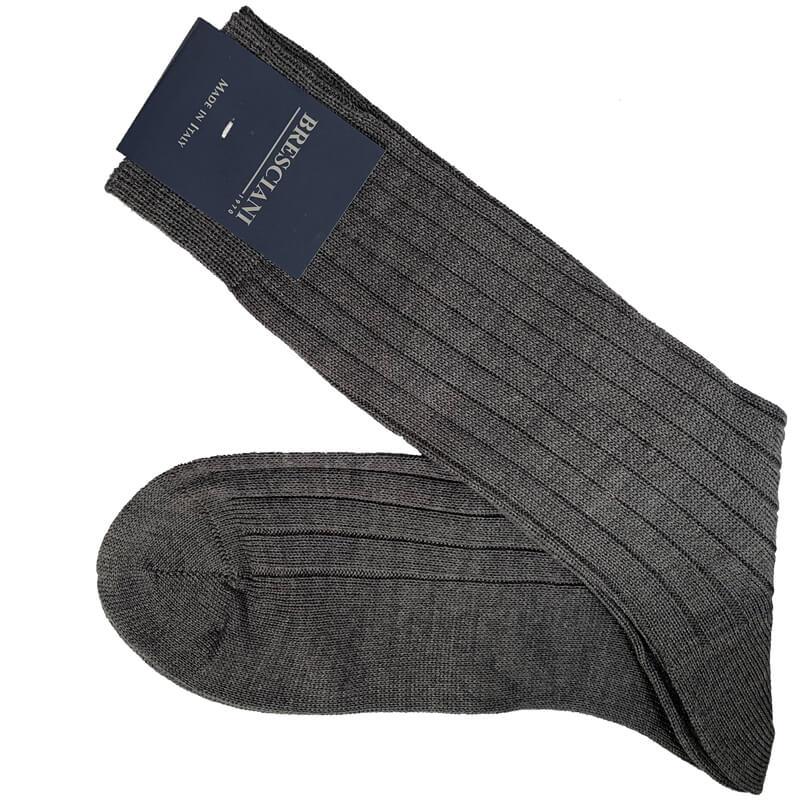 Lupo Merino Wool Blend Ribbed Mid-Calf Socks - Men's