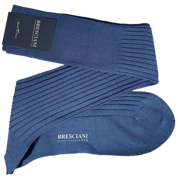 Cesare Egyptian Cotton Rib Mid-Calf Socks - Men's