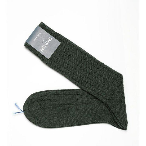 Lupo Merino Wool Blend Ribbed Mid-Calf Socks - Men's